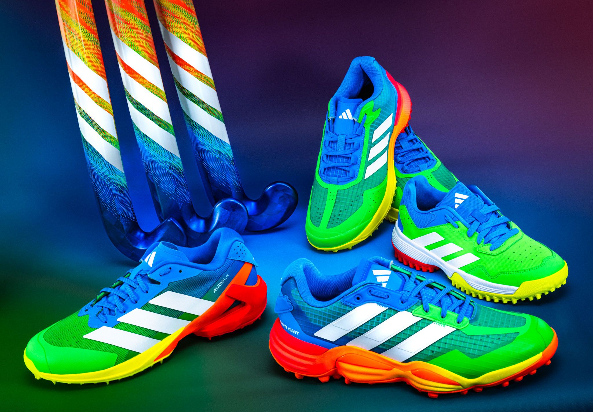 Adidas hockey player preparing footwear